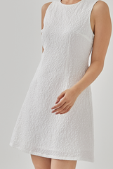 Dion Textured Shift Dress in White