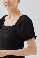 Cameron Embroidered Midi Dress in Black 