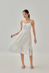 Dalia Tiered Hem Dress in White