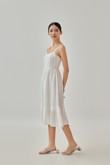 Dalia Tiered Hem Dress in White