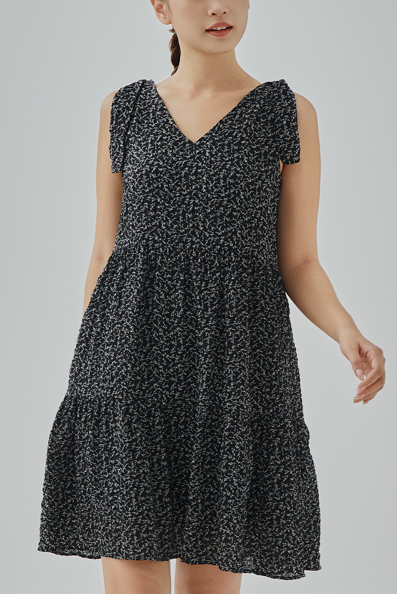 Briely Tie-Strap Tiered Mini Dress