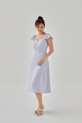 Deon Printed Flutter Sleeves Dress in Cloud