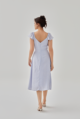 Deon Printed Flutter Sleeves Dress in Cloud