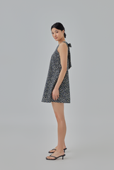 Maeve Floral Printed Trapeze Dress in Black