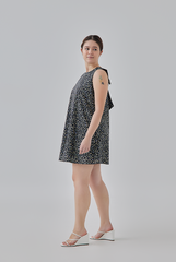 Maeve Floral Printed Trapeze Dress in Black