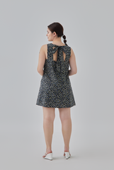Maeve Floral Printed Trapeze Dress in Black
