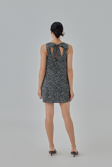 Maeve Floral Printed Trapeze Dress in Black