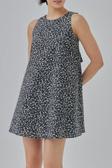 Maeve Floral Printed Trapeze Dress in Black