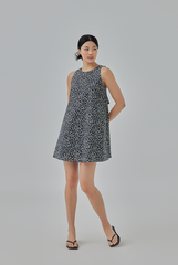 Maeve Floral Printed Trapeze Dress in Black