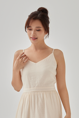 Eunice V-Neck Tiered Dress in Butter