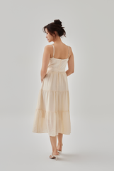 Eunice V-Neck Tiered Dress in Butter