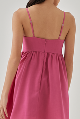 Kylie Padded Babydoll Dress in Raspberry
