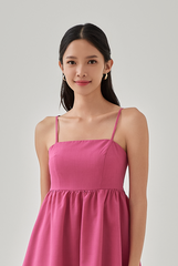 Kylie Padded Babydoll Dress in Raspberry