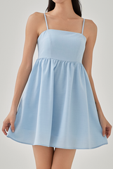 Kylie Padded Babydoll Dress in Sky Blue