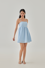 Kylie Padded Babydoll Dress in Sky Blue
