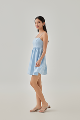 Kylie Padded Babydoll Dress in Sky Blue