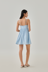 Kylie Padded Babydoll Dress in Sky Blue
