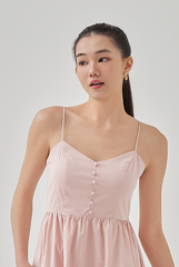 Fion Padded Self Tying Straps Dress in Blush