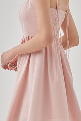 Fion Padded Self Tying Straps Dress in Blush