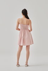 Fion Padded Self Tying Straps Dress in Blush