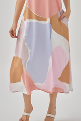 Erika Printed Slip Dress in Pink