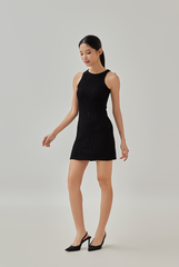 Skylar Textured Fitted Dress in Black