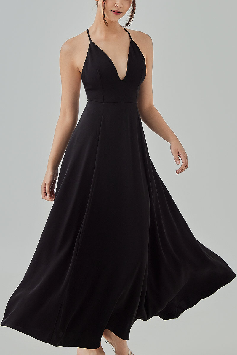 Dionis Cross Back Maxi Dress XS Black