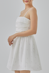 Lola Padded Floral Babydoll Dress in White