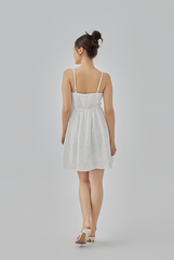 Lola Padded Floral Babydoll Dress in White