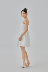 Lola Padded Floral Babydoll Dress in White
