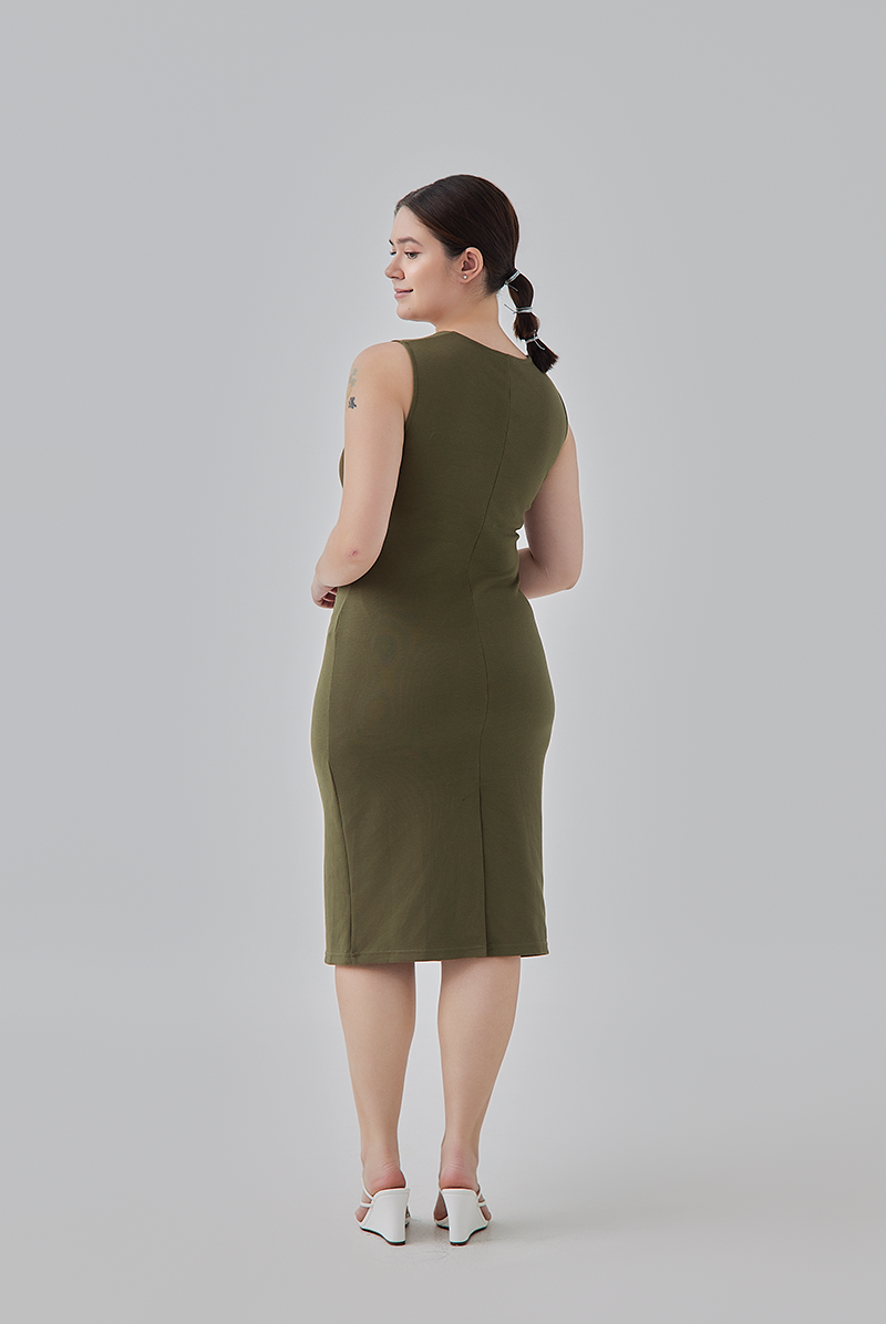 Lisa Bodycon Dress in Olive Green