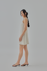 Celia Braided Self-Tie Straps Mini Dress in Oat