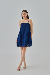 Dani Textured Slip Dress in Navy Blue 