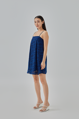 Dani Textured Slip Dress in Navy Blue 