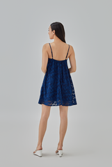 Dani Textured Slip Dress in Navy Blue 