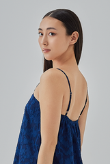 Dani Textured Slip Dress in Navy Blue 