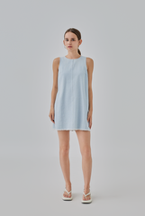 Petra Frayed Denim Dress in Light Blue