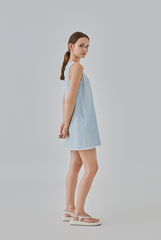 Petra Frayed Denim Dress in Light Blue