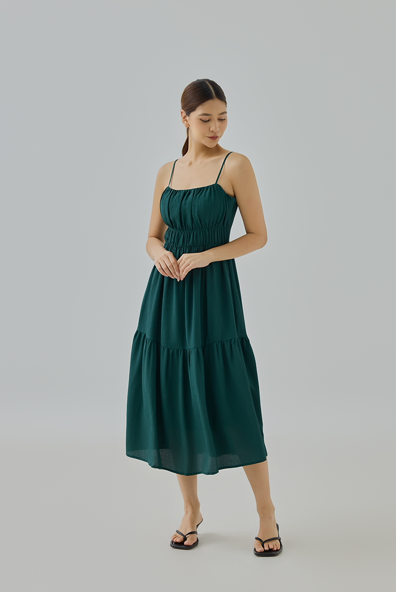 Kristine Textured Tiered Midi Dress