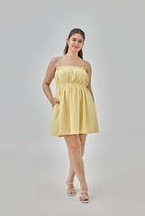 Elliana Elastic Waist Babydoll Dress in Butter