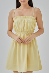 Elliana Elastic Waist Babydoll Dress in Butter