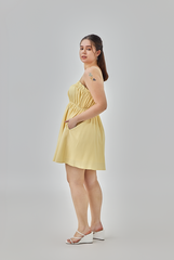 Elliana Elastic Waist Babydoll Dress in Butter