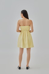 Elliana Elastic Waist Babydoll Dress in Butter