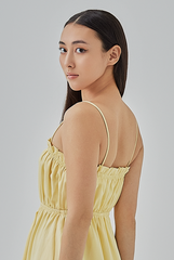 Elliana Elastic Waist Babydoll Dress in Butter