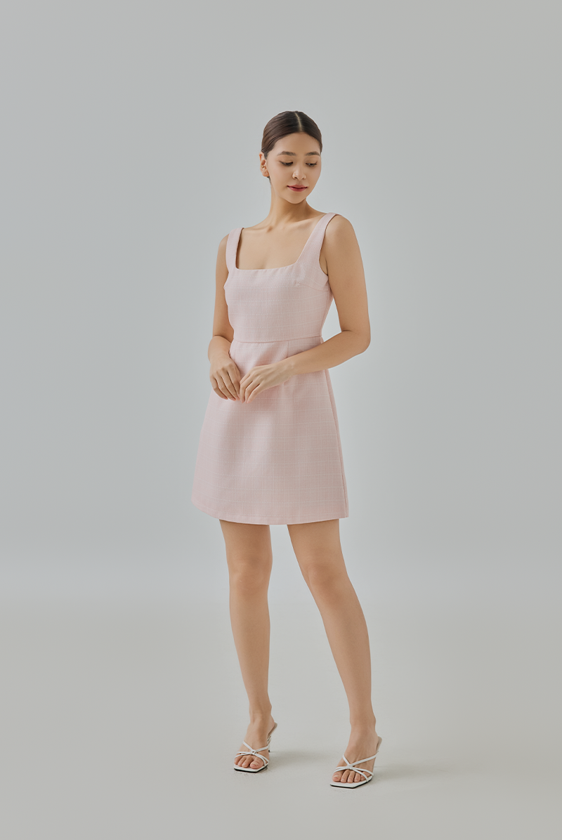 Amelie Tweed Square-Neck Mini Dress