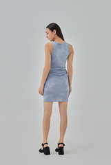 Luisa Racer Neck Bodycon Dress in Slate Grey