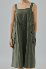 Nyx Drawstring Cargo Pocket Midi Dress