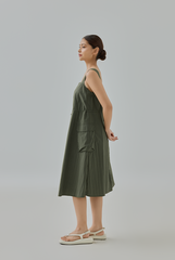 Nyx Drawstring Cargo Pocket Midi Dress