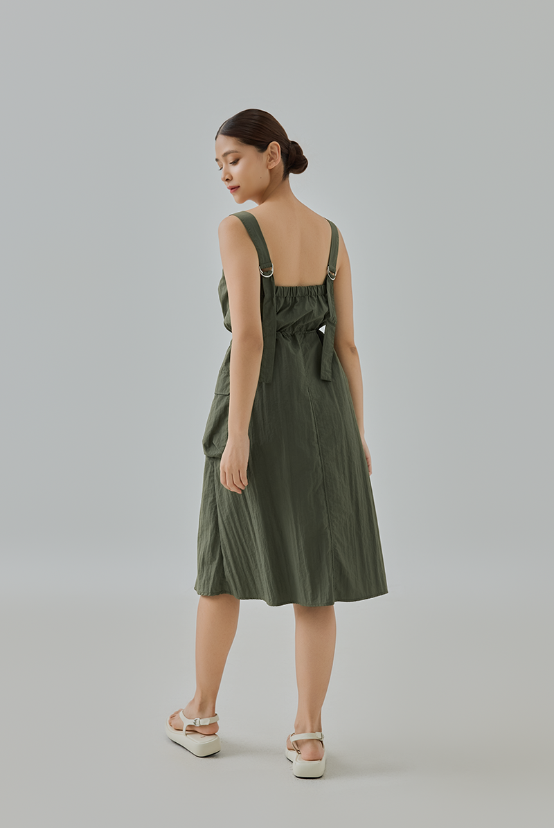 Nyx Drawstring Cargo Pocket Midi Dress PLAYDRESS Nyx Drawstring Cargo Pocket Midi Dress PLAYDRESS
