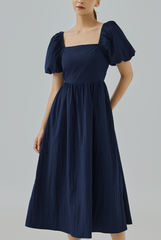 Elise Puff-Sleeve Midi Dress
